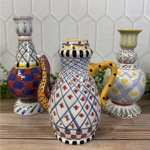 Ceramic Taper Candle Holder (Set of 3) Mackenzie-Childs Style